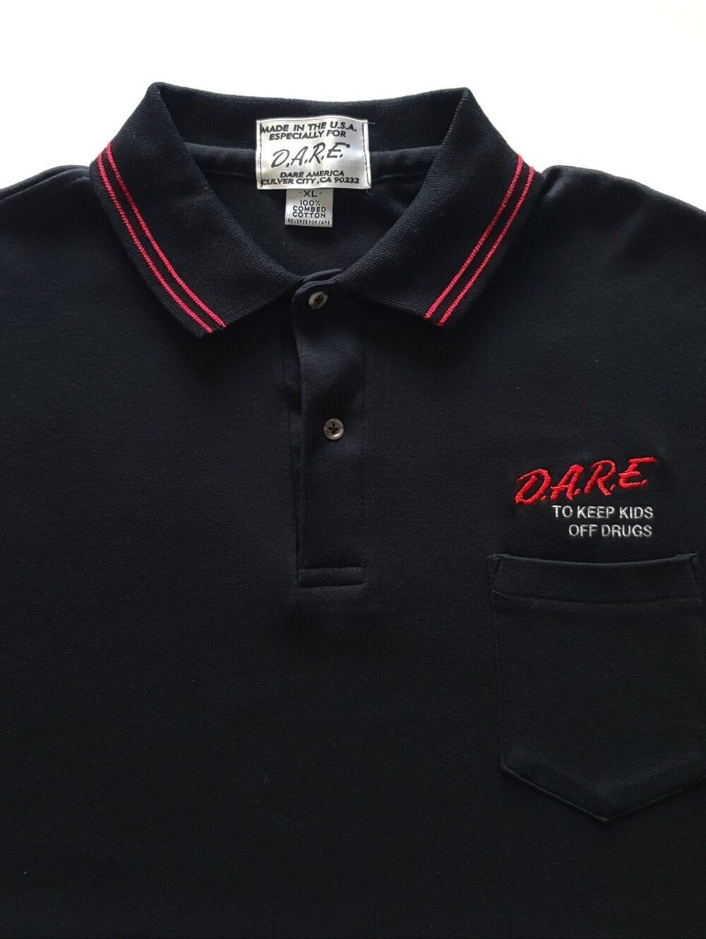 Vintage D.A.R.E. (Drug Abuse Resistance Education) Black SS Polo Shirt Men's XL